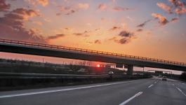 Bruecke Autobahnbruecke Sonnenuntergang