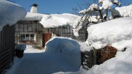 Winter Dorf Verschneit