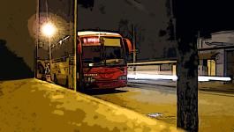 Illustration Nacht Reisebus