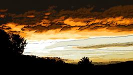 Illustration Sonnenuntergang Haengende Wolken